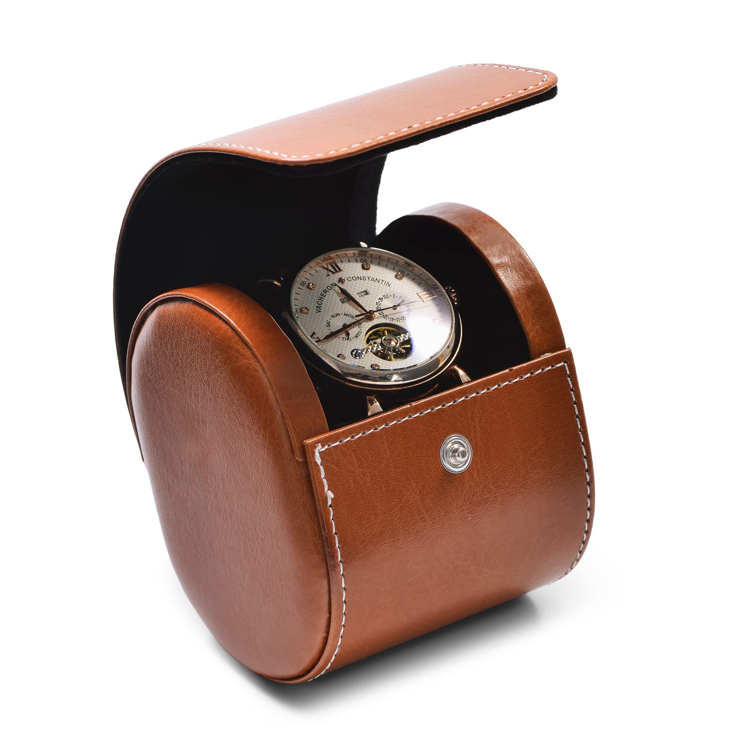 Oirlv PU Pelle Scatola Orologi, Scatola porta Orologi Uomo,Per viaggio,Natale,Anniversario,Compleanno(Marrone Scuro)