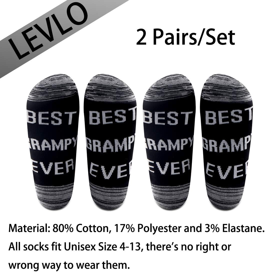 LEVLO 2 Pairs Father's Day Gift Best Grampy Ever Socks Grandpa Gift for Papa Grandfather Men Birthday Present - Image 2