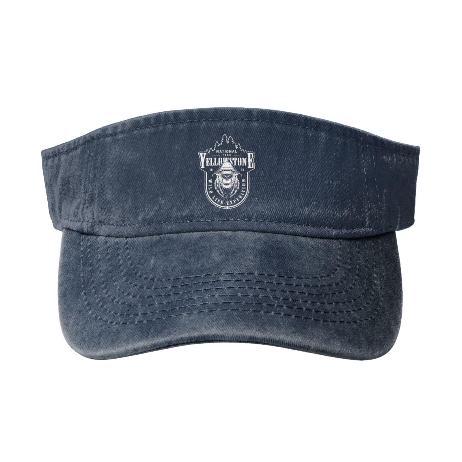 Yellowstone National Park Washed Denim Open Top Visor for Men