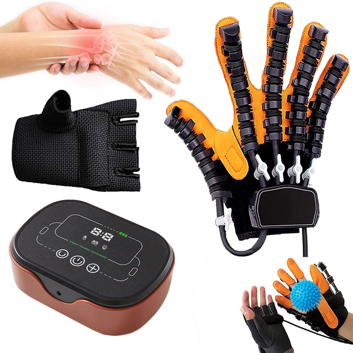 Guantes de Rehabilitación Robóticos para Pacientes con Artritis Hemiplejia y Accidentes Cerebrovasculares, Dispositivos de Fortalecimiento de Manos para Entrenamiento Diario Storage type Right XXL