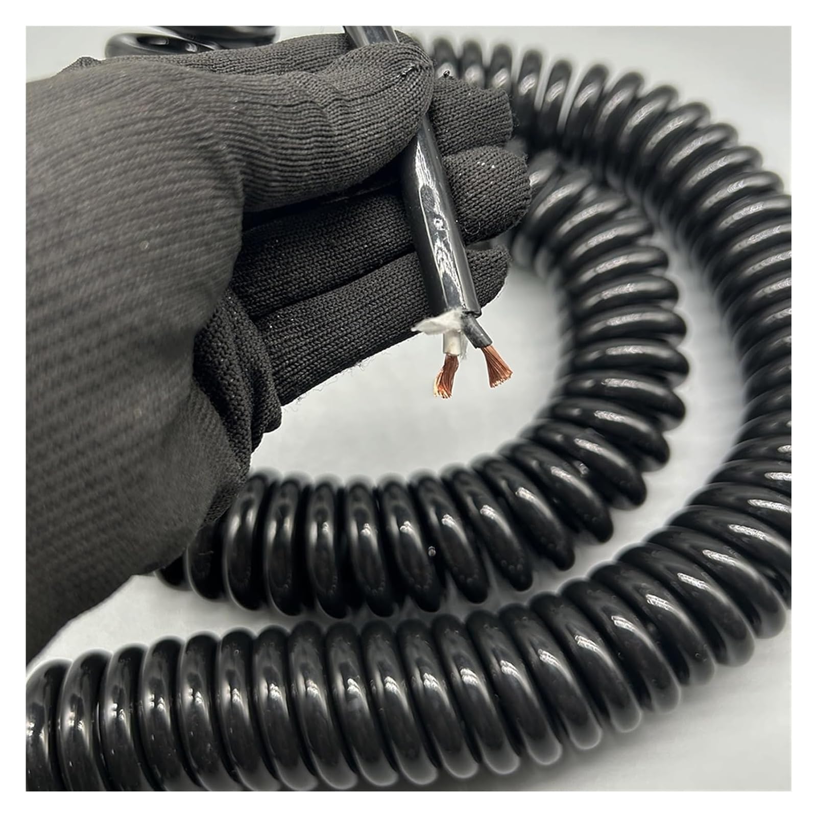 Cavo telefonico Cavo di Alimentazione Flessibile a Spirale, Cavo di Alimentazione telescopico Elastico Quadrato da 2,5 mm, Cavo Super Morbido a 2 conduttori(Stretch 2 Meter)