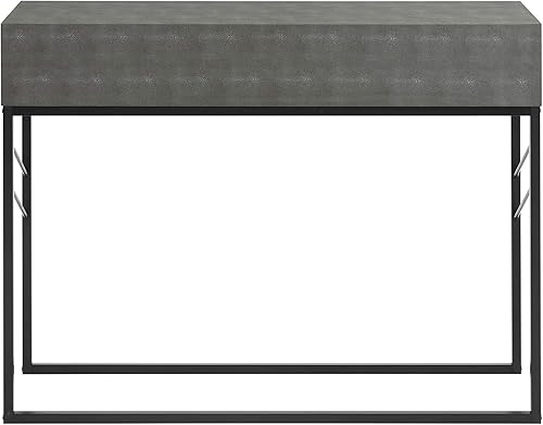 Miniatura 7 de Walker Edison Mesa de entrada lateral de metal y imitación de imitación de 2 cajones, 42 pulgadas, color gris