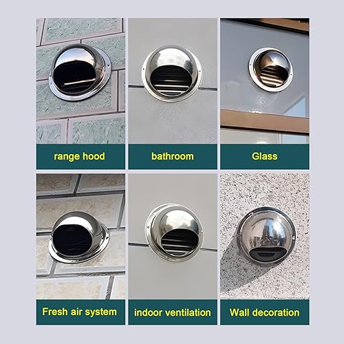 Miniatura 9 de Tapón redondo de acero inoxidable 304, salida de aire de pared exterior, campana extractora de tubo de escape, tapa de lluvia de chimenea, tapa