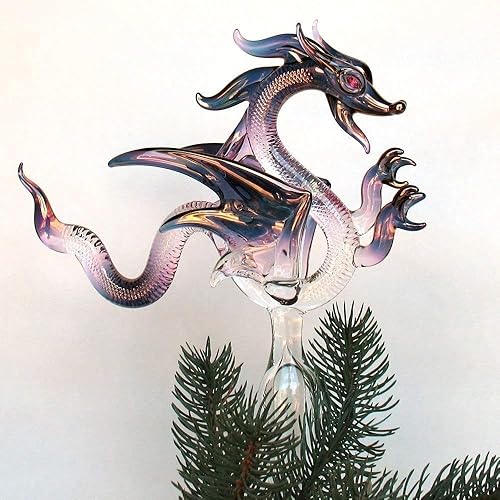 Miniatura 5 de Dragon Christmas Tree Topper Ornament of Hand Blown Glass