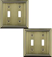Vista 21 de Placa de pared de metal Adler con cubierta triple para interruptor de luz, paquete de 2 unidades de latón antiguo de 3 bandas, cubierta decorativa