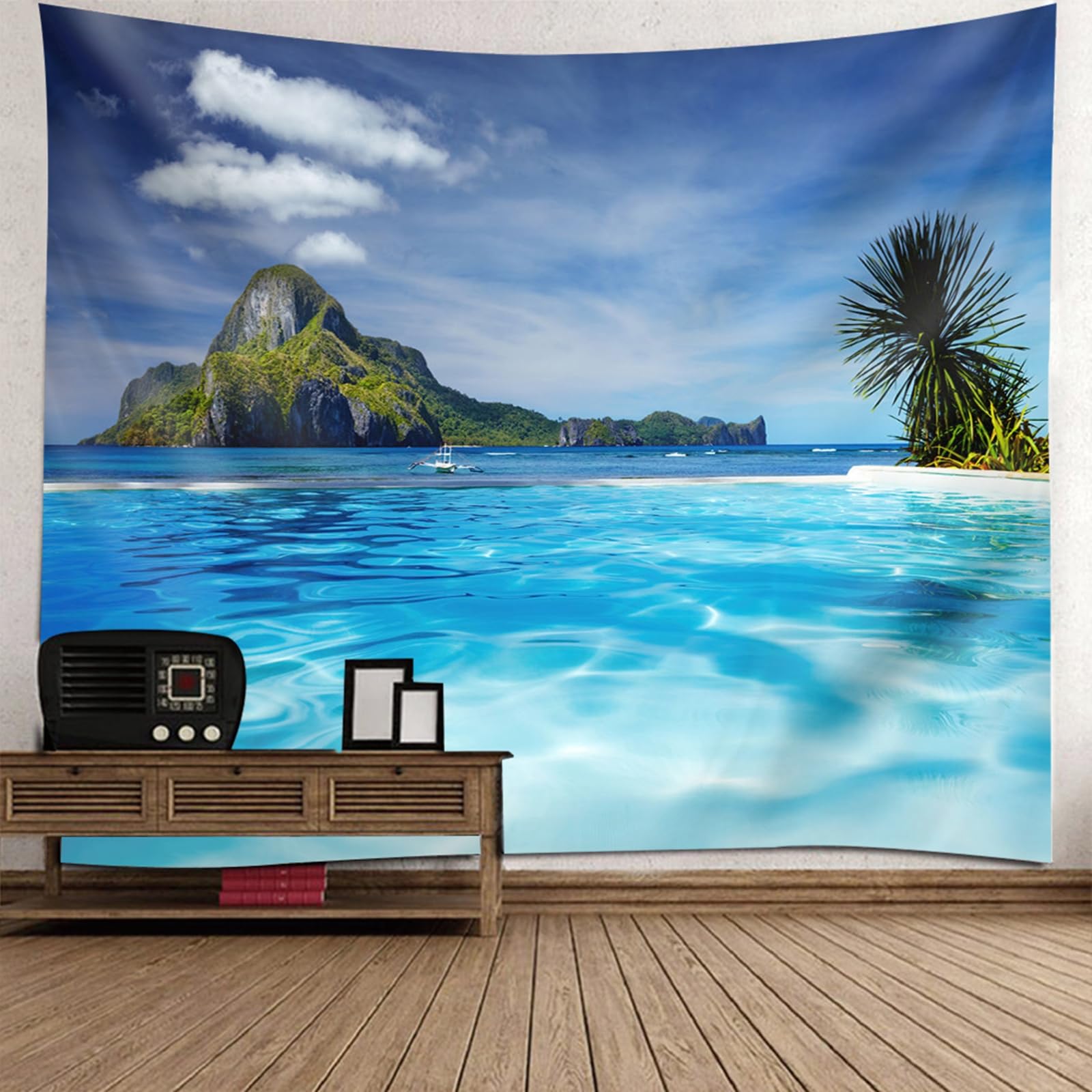 RDSGYZ Wandvorhang mit Motiv Landschaft, Wandteppich Groß 256x350CM Meer und Inseln Wandbehang Wandtuch Wandteppiche Schlafzimmer Kinderzimmer