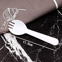 Vista 2 de 100 tenedores desechables de plástico ecológico, duradero, tenedores y cucharas 2 en 1, ideales para almuerzo, pícnics o restaurantes y suministros