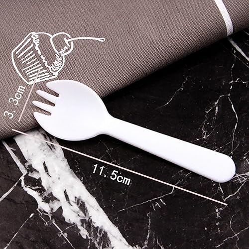 Miniatura 8 de 100 tenedores desechables de plástico ecológico, duradero, tenedores y cucharas 2 en 1, ideales para almuerzo, pícnics o restaurantes y suministros