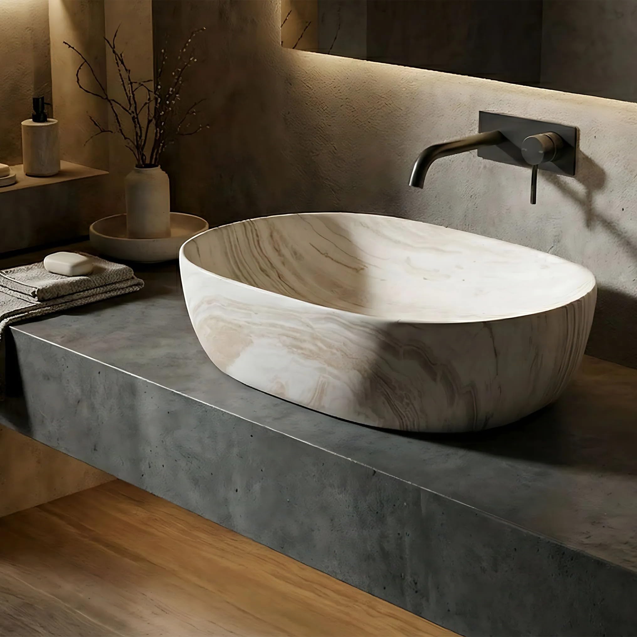 Lavabo Sobre Encimera Rea Amelia 48 Saturn Beige 48X34,5X13,5Cm