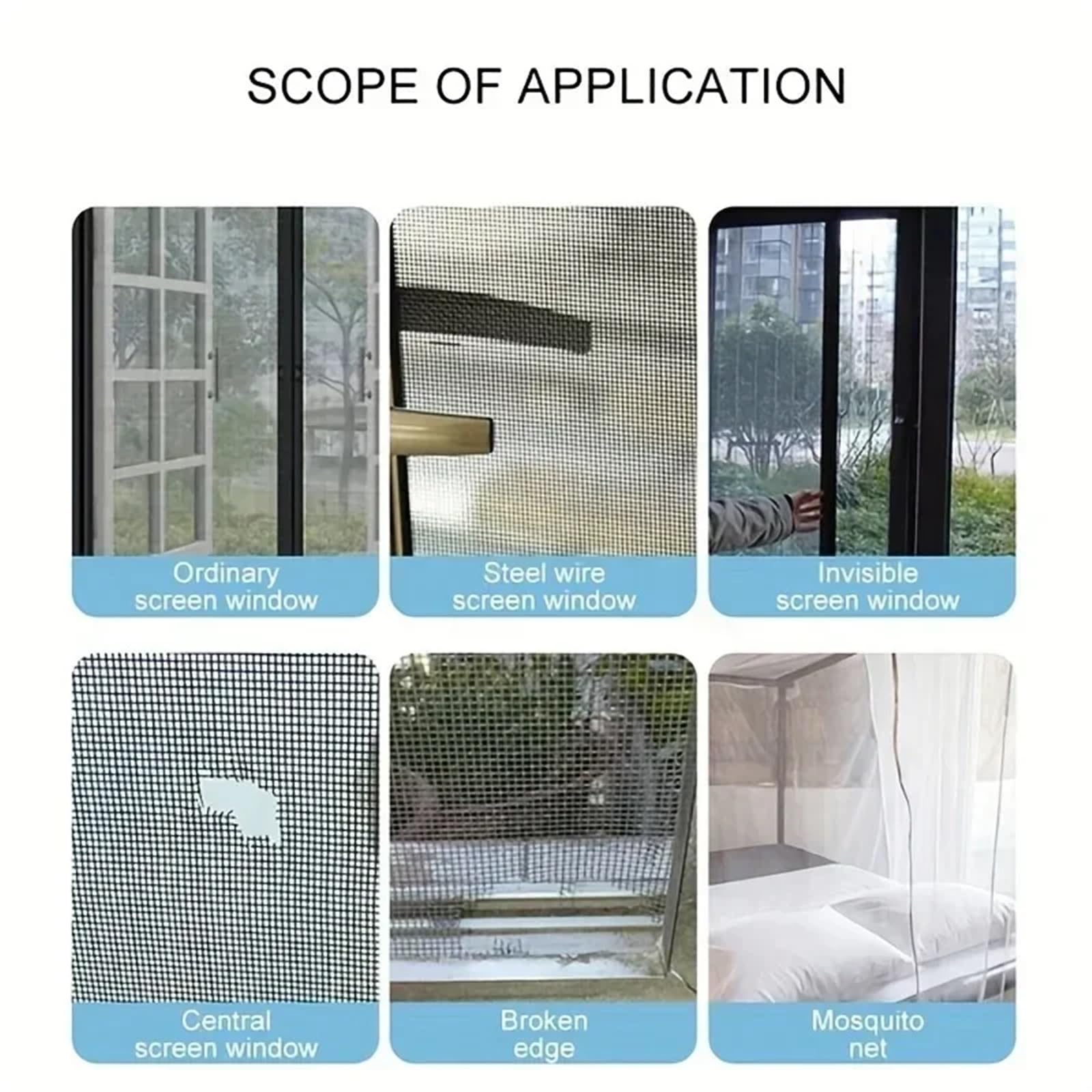 5 Stück einfach anzubringendes, wasserdichtes Reparaturband for Fenstergitter mit unserem selbstklebenden Insektenschutz-Netzflicken für Fliegengitter Tür(Black)