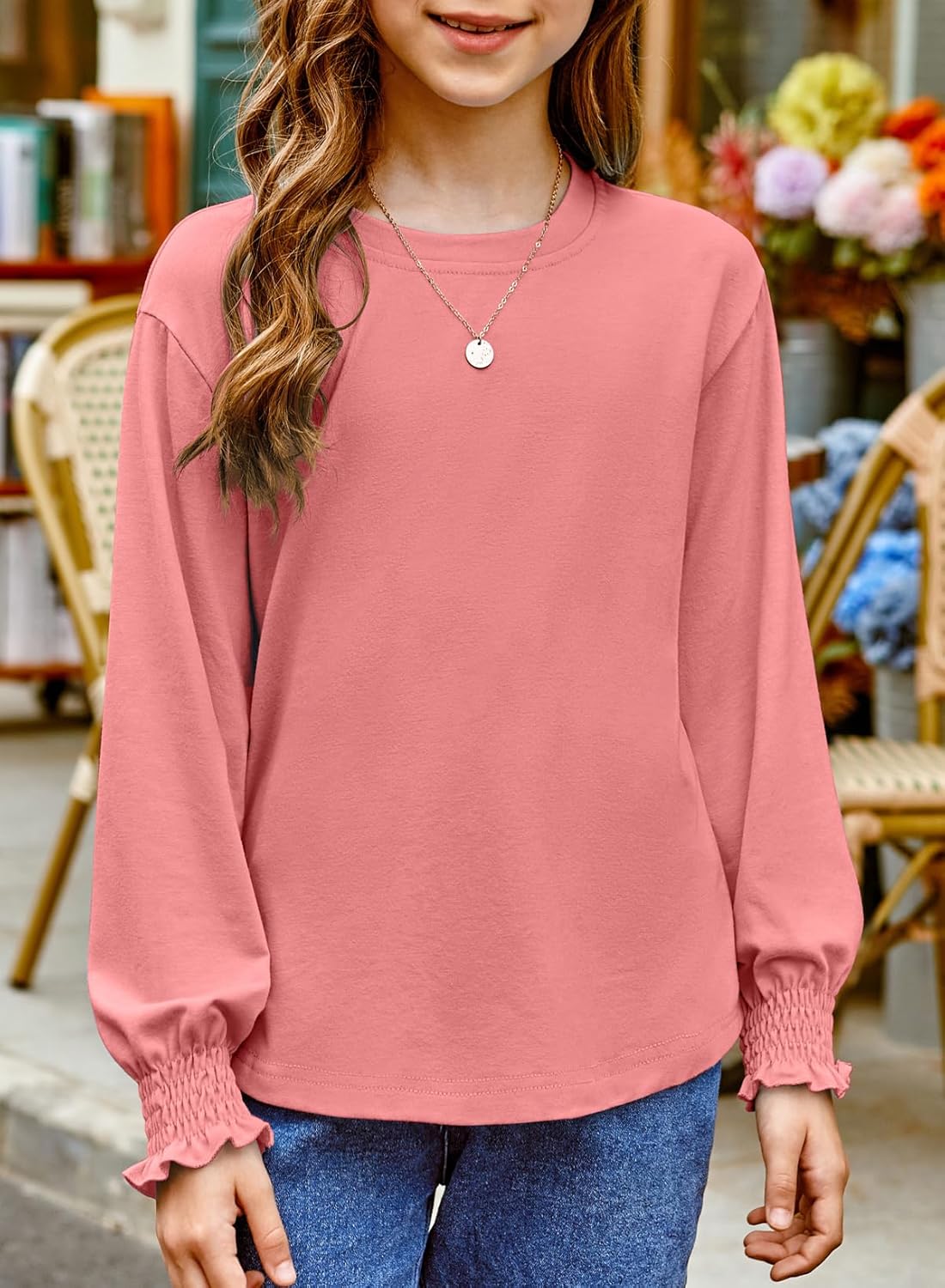 blibean Tween Girls Fall Shirts Casual Long Sleeve Tops Size 6-15 Years - Image 2