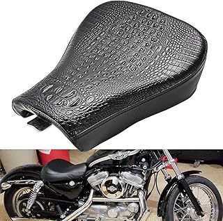 KATUR Coussin De SièGe Solo De Moto Noir Coussin De SièGe De Pilote De Pilote Avant Coussin De SièGe en Cuir SynthéTique Compatible Harley Sportster 72 48 1200X 1200V 2010-2015 (Noir Crocodile)