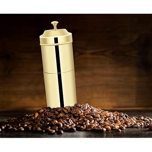 Decohome Brass Coffee Filter with Lid Glossy Finish Classic