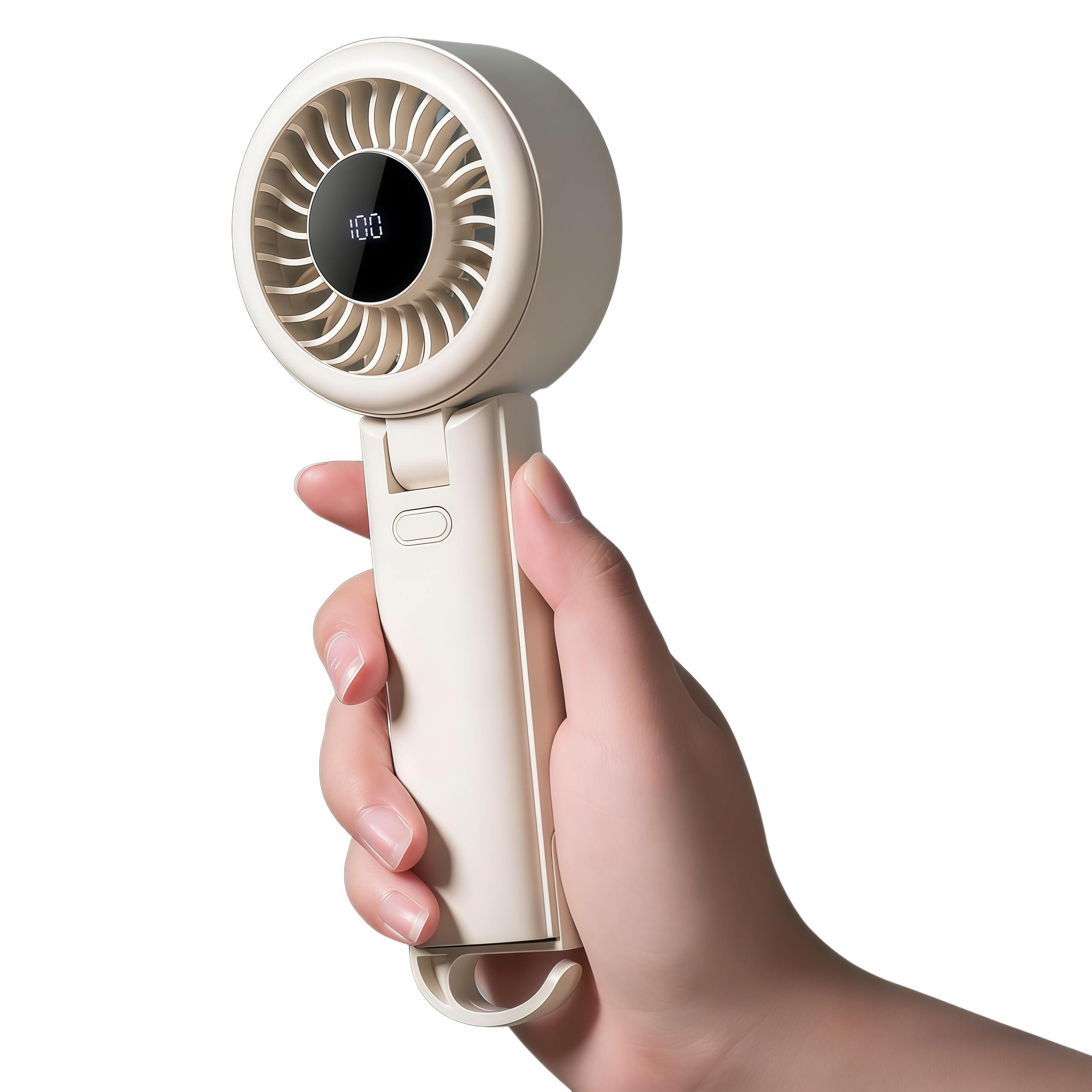 HAOHEJIA Handventilator, Mini Kleiner Ventilator Akku Aufladbar 13H Max Laufzeit 4000mAh, Tragbarer Mini Ventilator, Klappbarer 5-Geschwindigkeiten Ultra Leise 6000RPM Hohe Geschwindigkeit