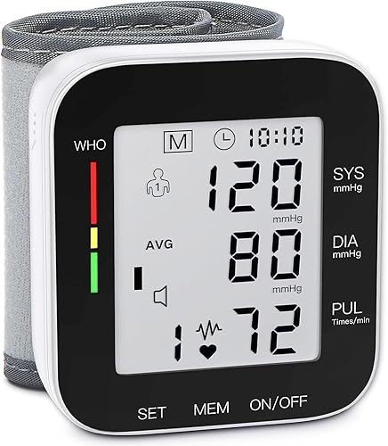 Miniatura 9 de MMIZOO Monitor de presión arterial de muñeca, pantalla LCD grande, máquina BP, puño ajustable de 5.31 a 7.68 pulgadas, automático, 99 x 2