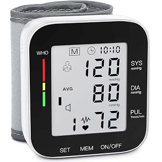 MMIZOO Wrist Blood Pressure Monitor Bp Monitor Large LCD Display Blood Pressure Machine Adjustable Wrist Cuff 5.31-7.68 inch Automatic 99x2 Sets Memory with Carrying Case for Home Use (Black) - Amazon product rated Grade A
