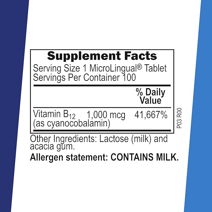 Vitamina B12 Cianocobalamina 1000 mcg - 100 Tabletas Sublinguales miniatura 2