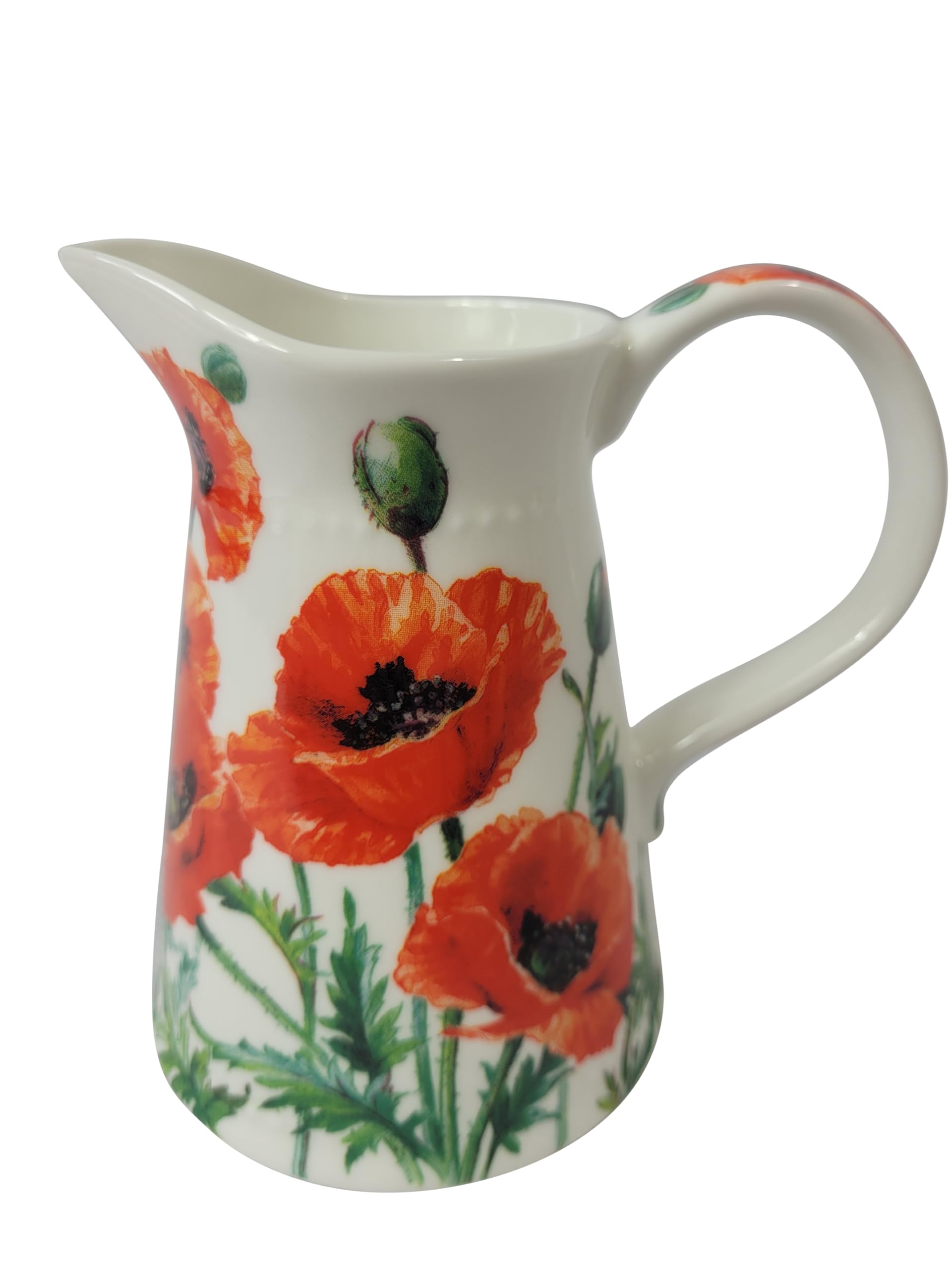 11cm Serving Jug by Heritage - Porcelain Pitcher Jug with Unique Poppy Flower Design - Perfect for Water Milk Cream Gravy Sauce or Custard - Great Housewarming or Moving Gift