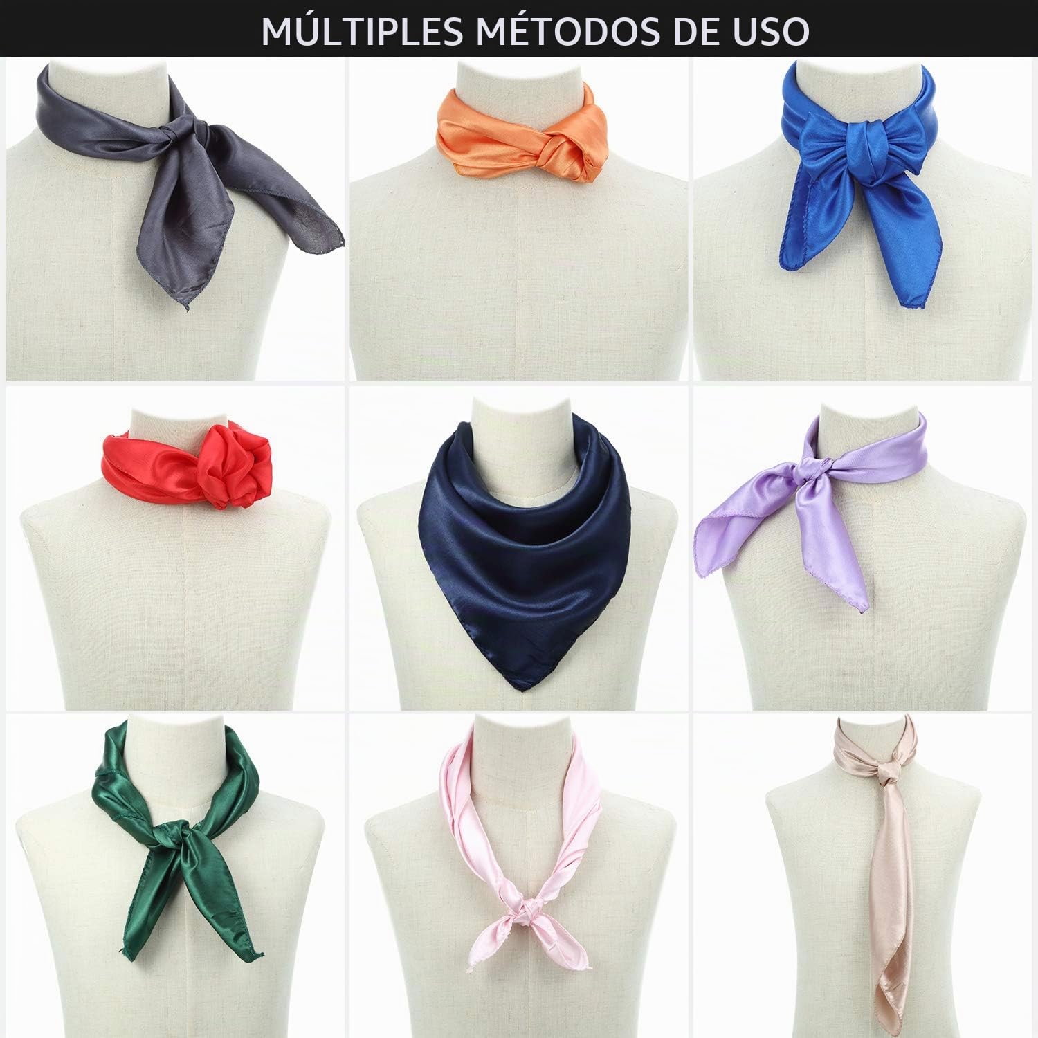 15 Piezas Bufanda de Cuello Cuadrada de Mujeres Pañuelo de Cuello de Colores Sólidos Mixtos Bandana de Cabeza
