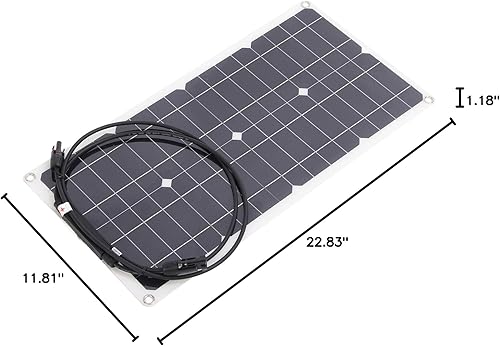 Miniatura 9 de WALFRONT Flexible Solar Panel Charger Monocrystalline 25W Portable Overload Protection 16V for RVs Yachts 12V Batteries
