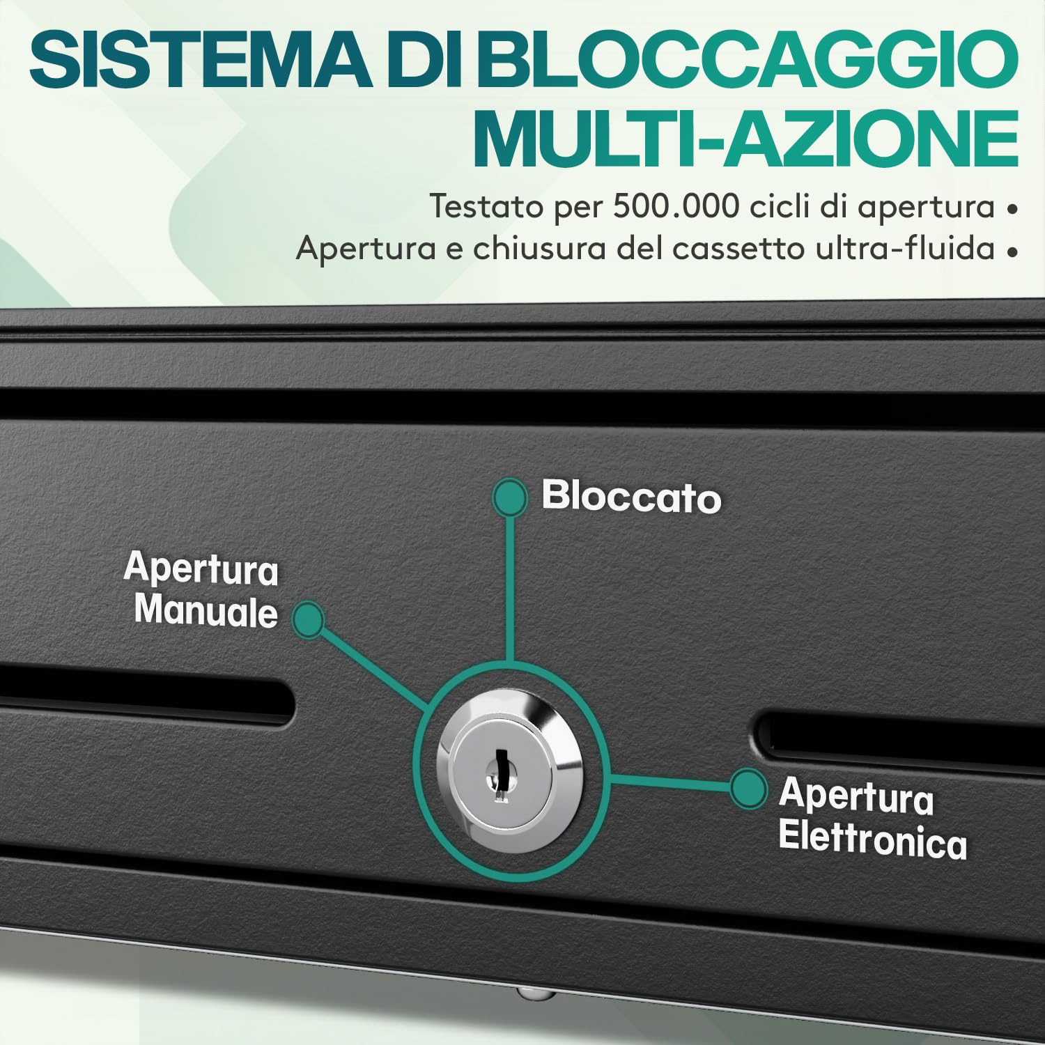 ACROPAQ Cassetto cassa - Compatibile con registratore cassa RJ11, 4 scomparti monete e 8 banconote, (34 x 33 x 10 cm) Corpo in metallo robusto - Cassetto cassa registratore