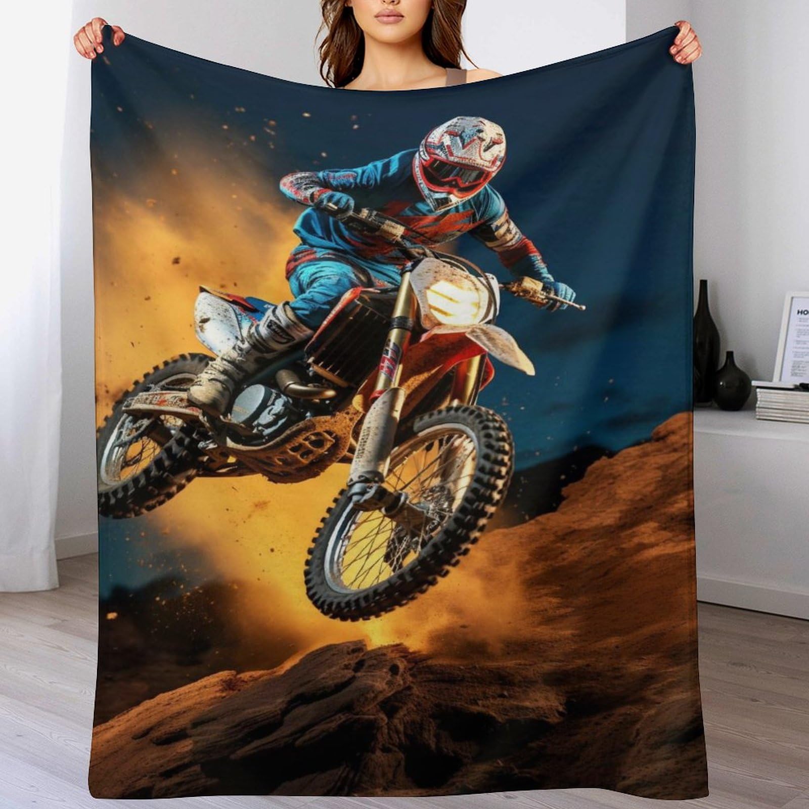Couverture motocross en flanelle de lit 140x180cm