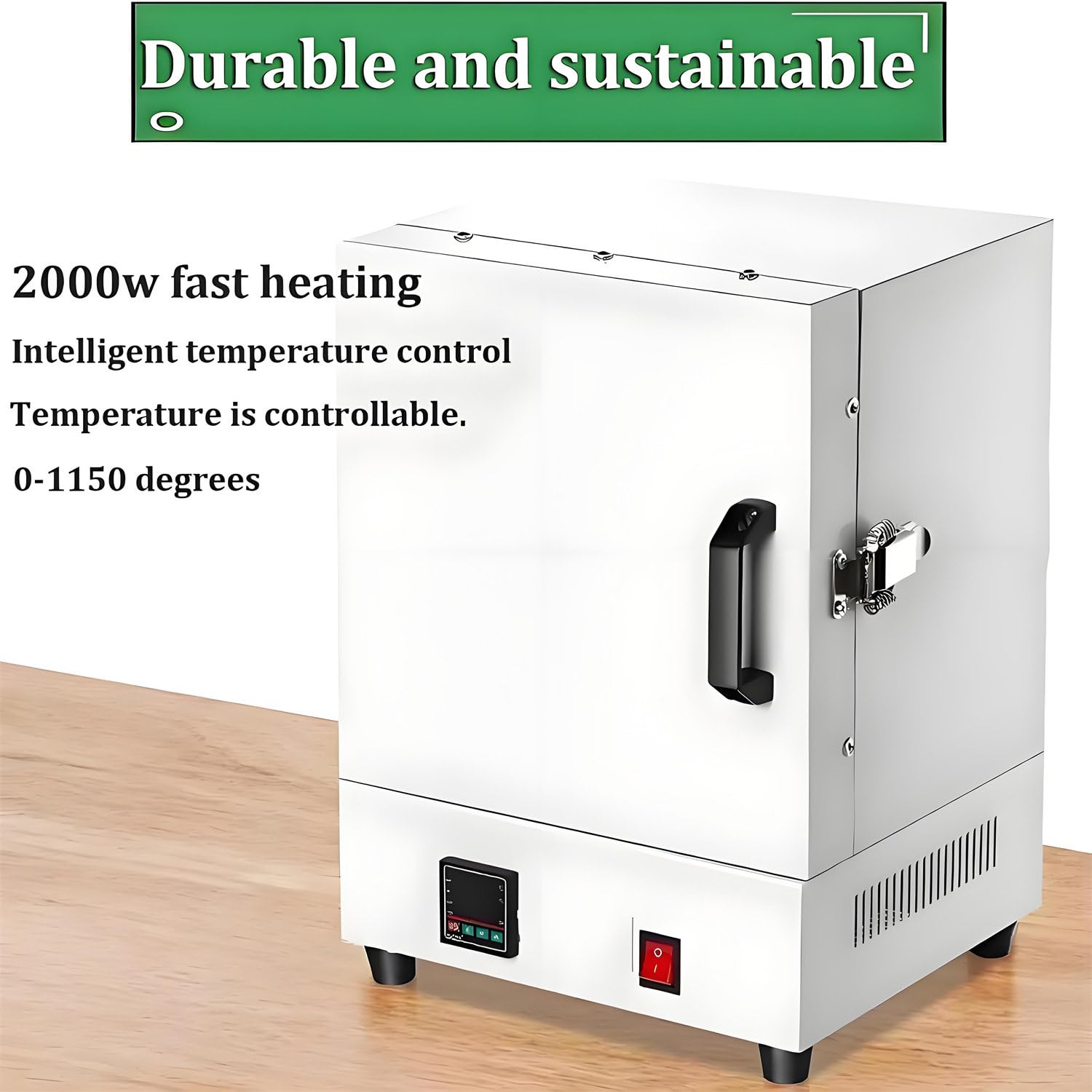 Horno De Mufla Eléctrico Laboratorio, Horno Fibra Cerámica Cerrado, 1150 ℃, 2000 W Horno Quemado Eléctrico para Joyería, Pantalla Inteligente Temperatura Y Calentamiento Uniforme