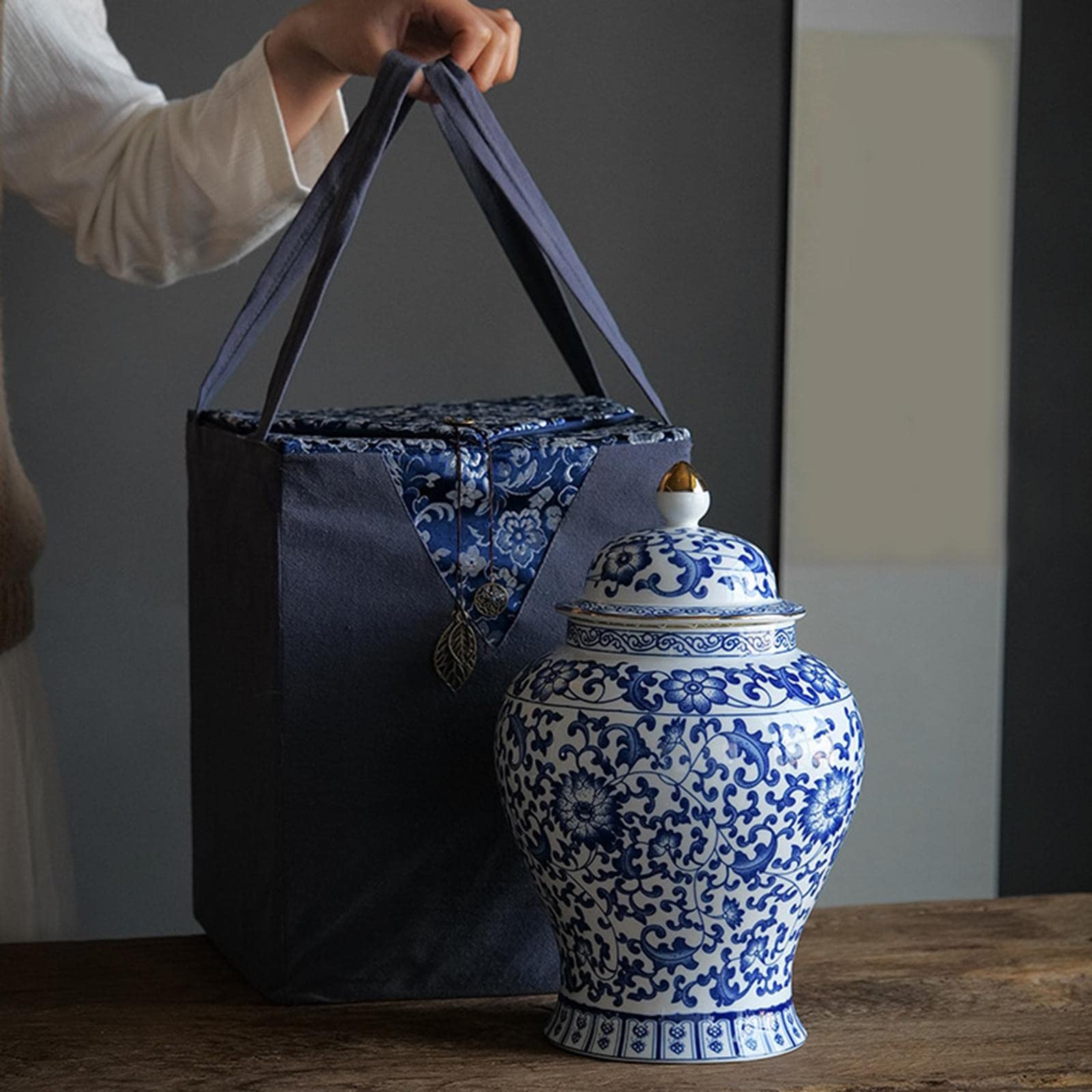 LOVIVER 2X Vaso in Ceramica Cinese per Soggiorno Decorazione Vaso da 1300 Stile Orientale Smaltato in