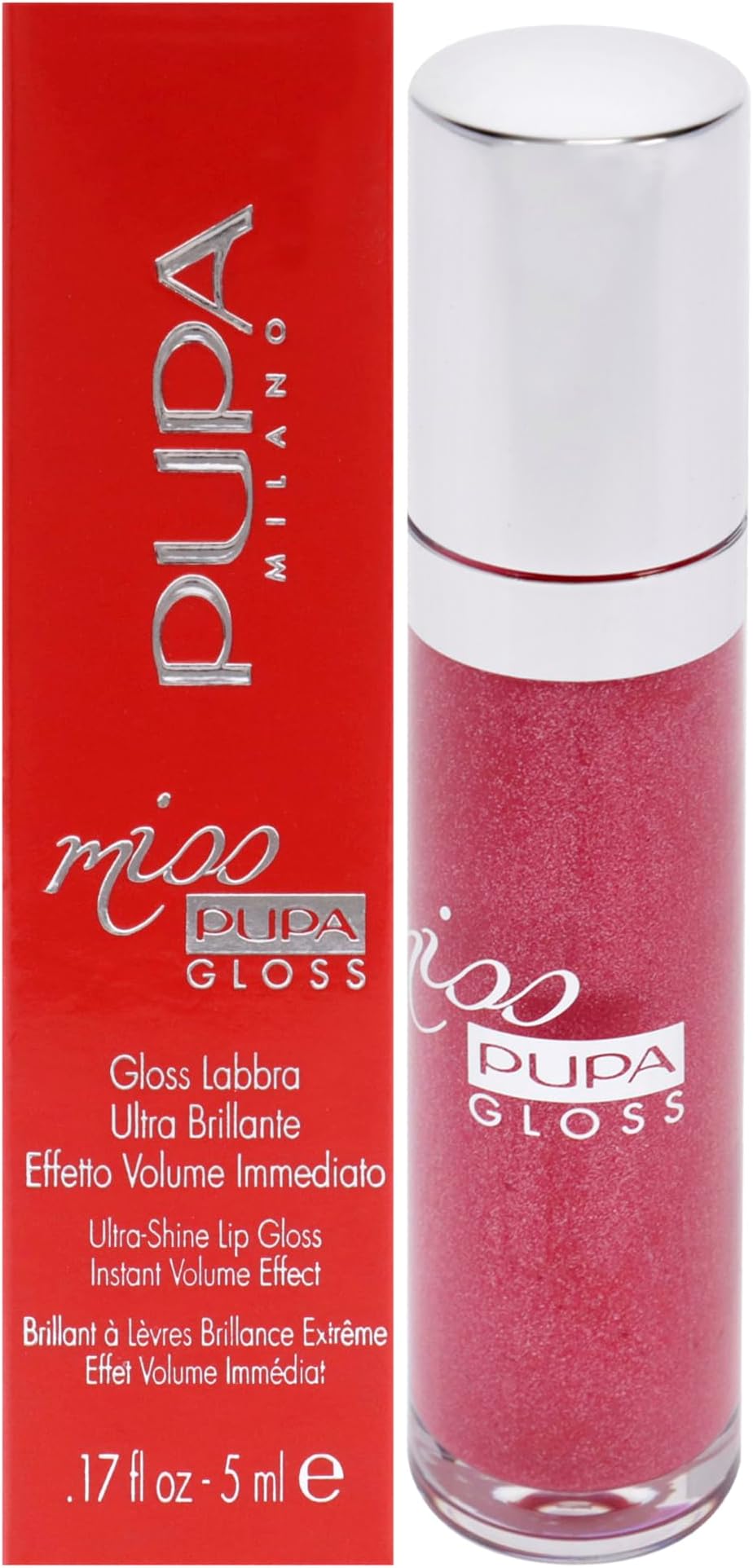 Pupa MilanoMiss Milano Lip Gloss - Shiny, Smooth, Plump - Soft, Innovative Gel Texture - Glides Smoothly On The Lips - For A Moisturizing And Volume Enhancing Effect - 304 French Kiss - 0.17 OZ