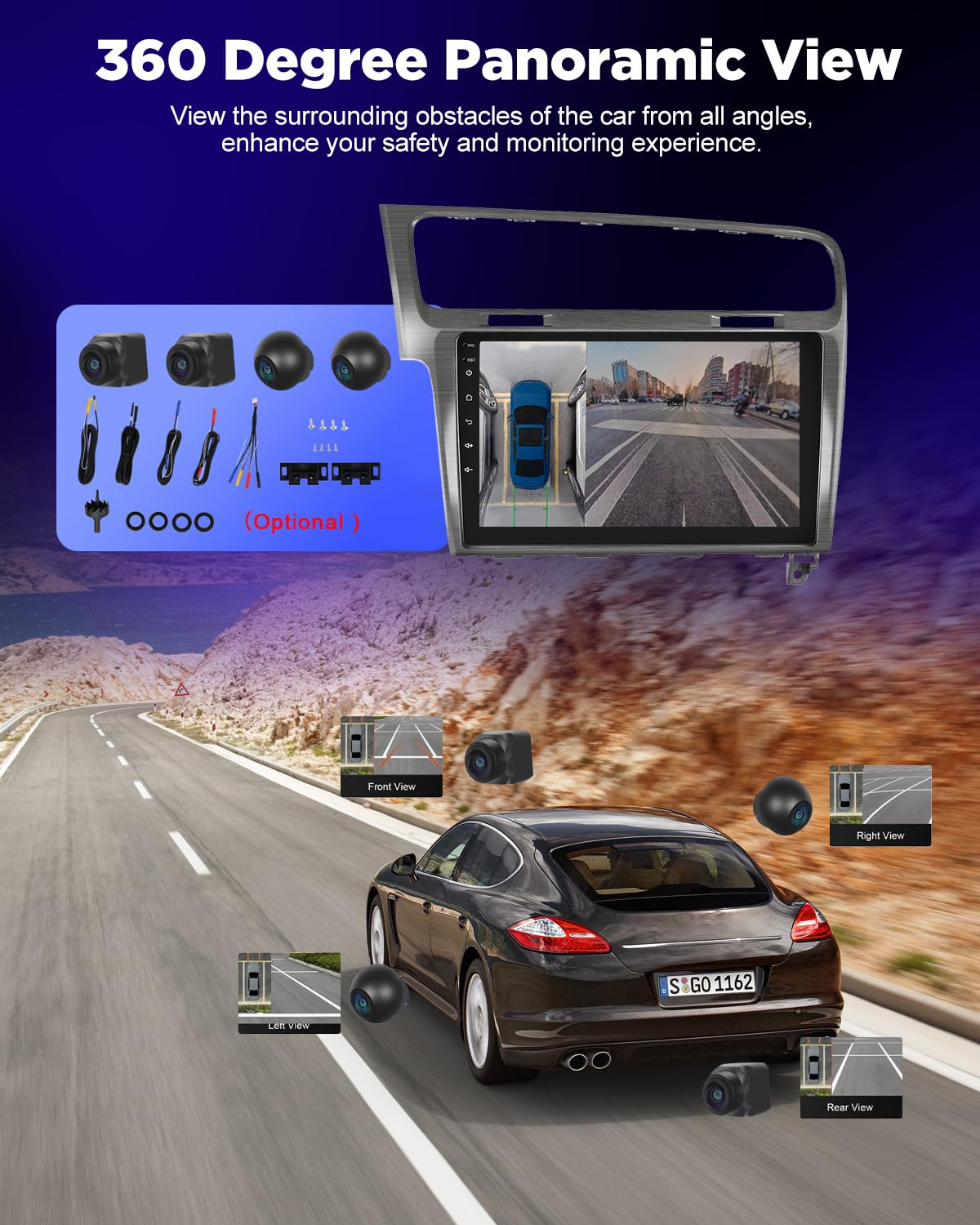 NHOPEEW Autoradio 8 Core 6+128G Android per VW Golf 7 MK7 2012-2020 con Carplay wireless e Android Auto DSP Wifi GPS Comandi al volante Vista panoramica a 360