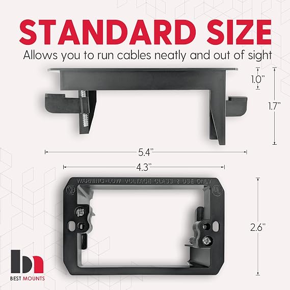 BestMounts Low Voltage Mounting Bracket 1 Gang, 5 Pack for Single Gang Wall Plate, Telephone Wires, Network Cables, HDMI, Coaxial, Speaker Cables - Low Voltage Box Cable Wall Plate Bracket, Mud Ring