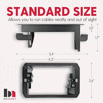 BestMounts Low Voltage Mounting Bracket 1 Gang, 5 Pack for Single Gang Wall Plate, Telephone Wires, Network Cables, HDMI, Coaxial, Speaker Cables - Low Voltage Box Cable Wall Plate Bracket, Mud Ring