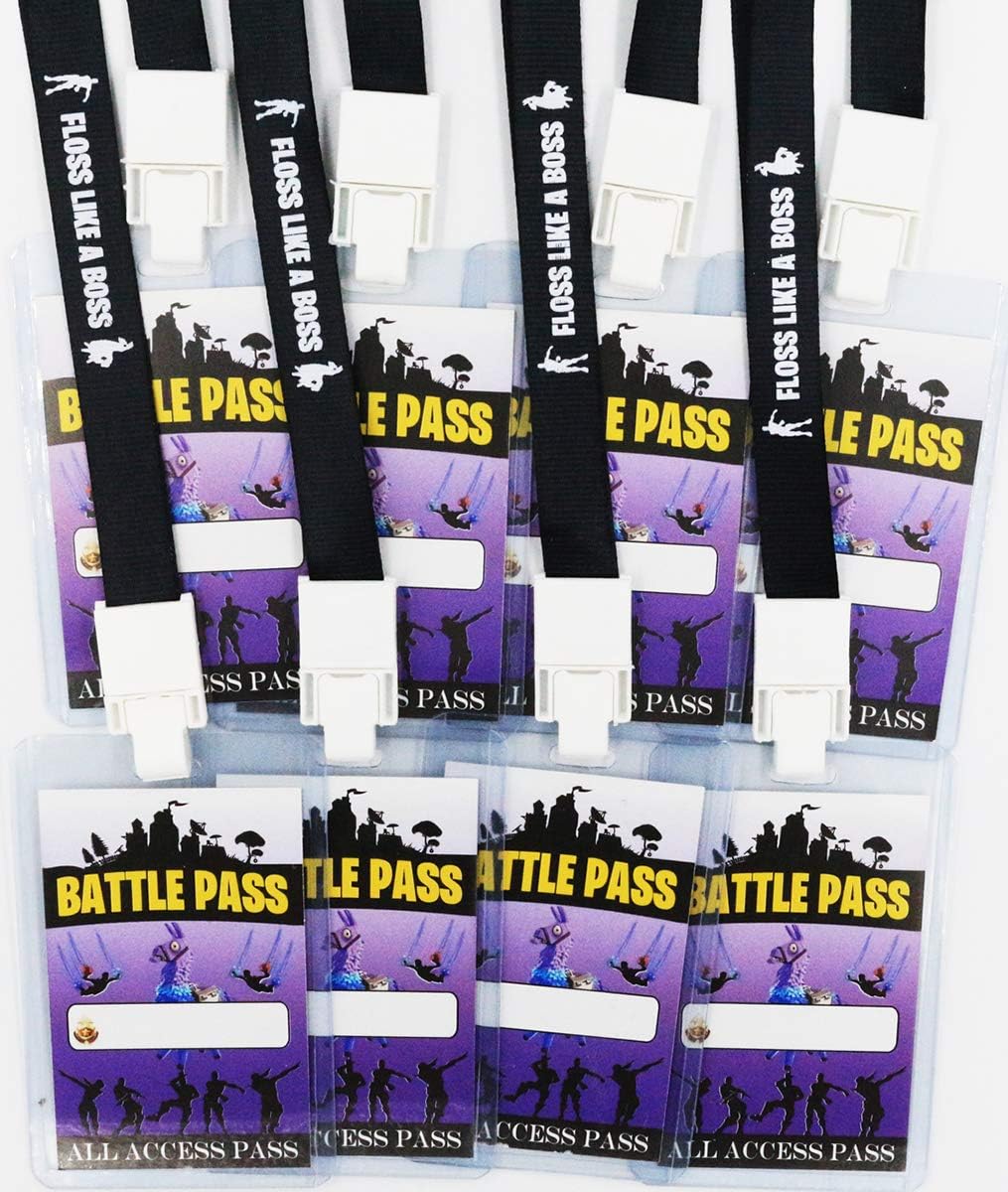 Video Game Party Supplies Battle VIP Pass Tickets, Gamer Party VIP Pass Lanyards, Cards and Card Holders for Kids Gaming Themed Birthday Party Supplies Decorations (12 PACK)