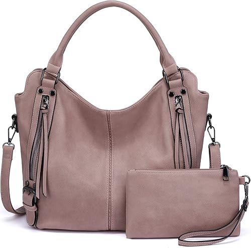 Bolso de mano de piel sintética para mujer hobo moderno grande con correa de hombro ajustable A-black-3pcs-m, A-black-m, A-brown-3pcs-m, A-brown-m,