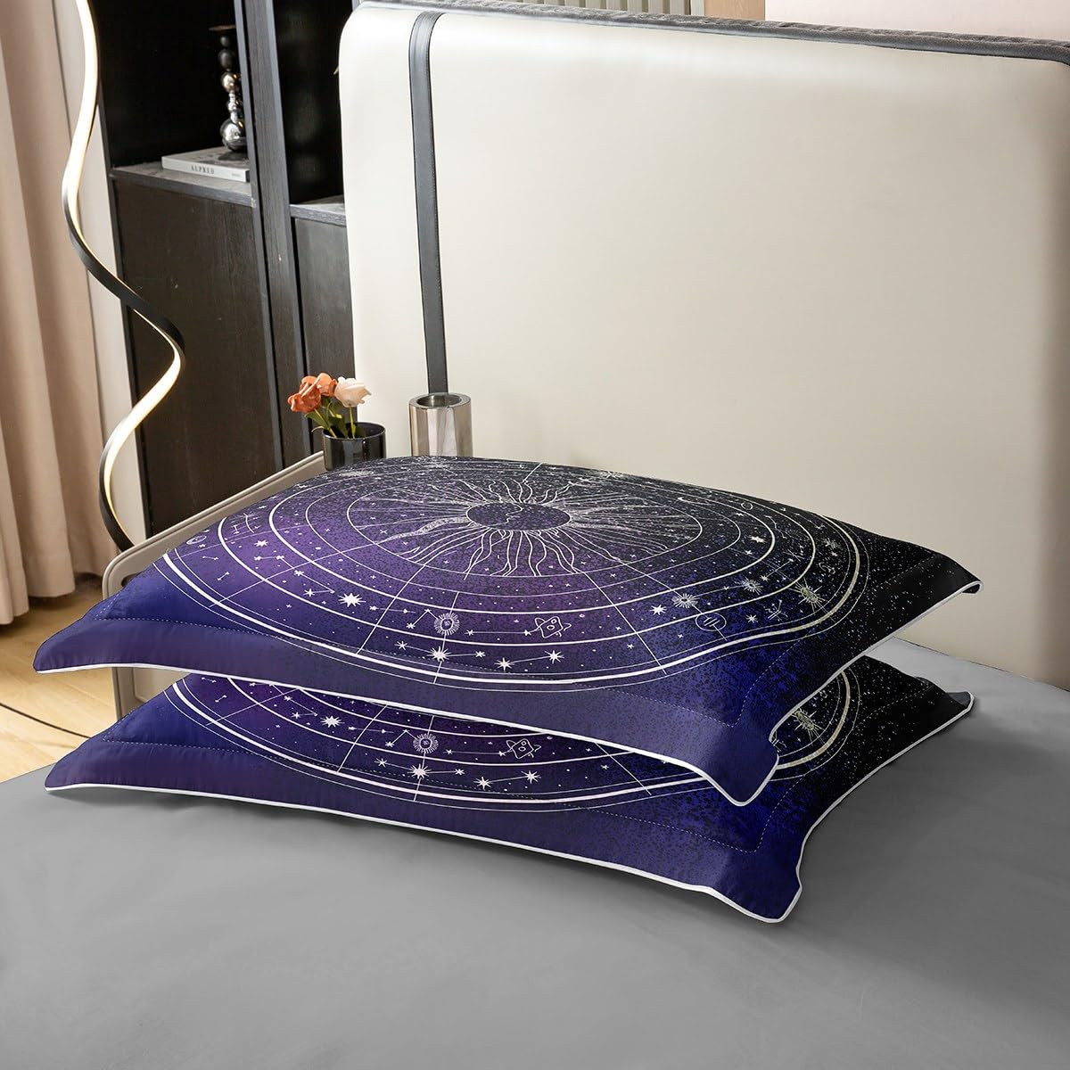 Loussiesd Sonne und Mond 100% Baumwolle Bettwäsche Set 135x200cm Geschenke für Mädchen Teens Frauen Betten Ultra Soft Galaxy Astrologie Bettbezug Bohemian Tribal Schwarz Bettwäsche-Set Zimmer Dekor
