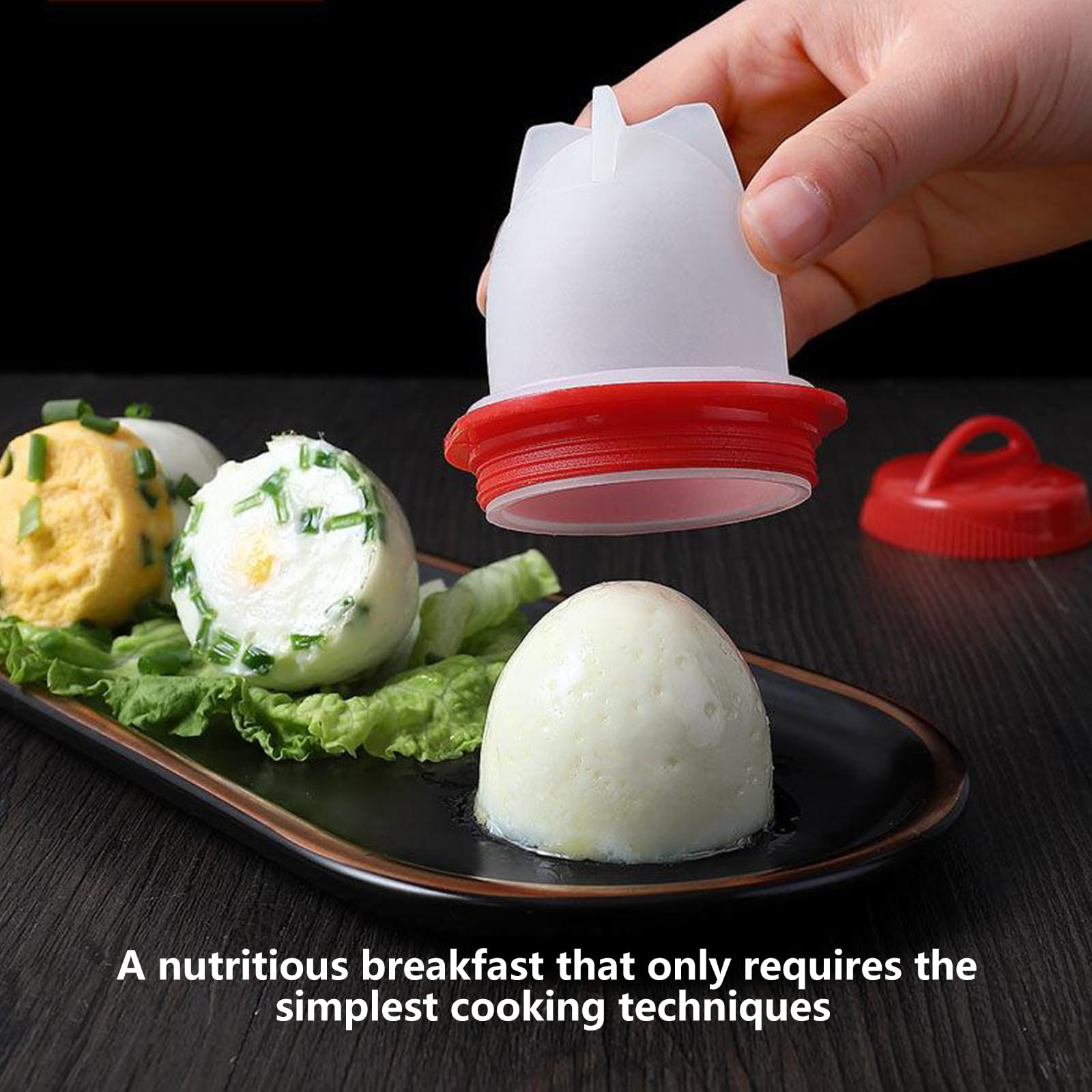 KINKIMISTINA Hard Boiled Egg Maker, 6-Piece Shell-Free Egg Cooker Set, Non-Stick Easy-Clean Multifunctional Egg Boiler Kit, white