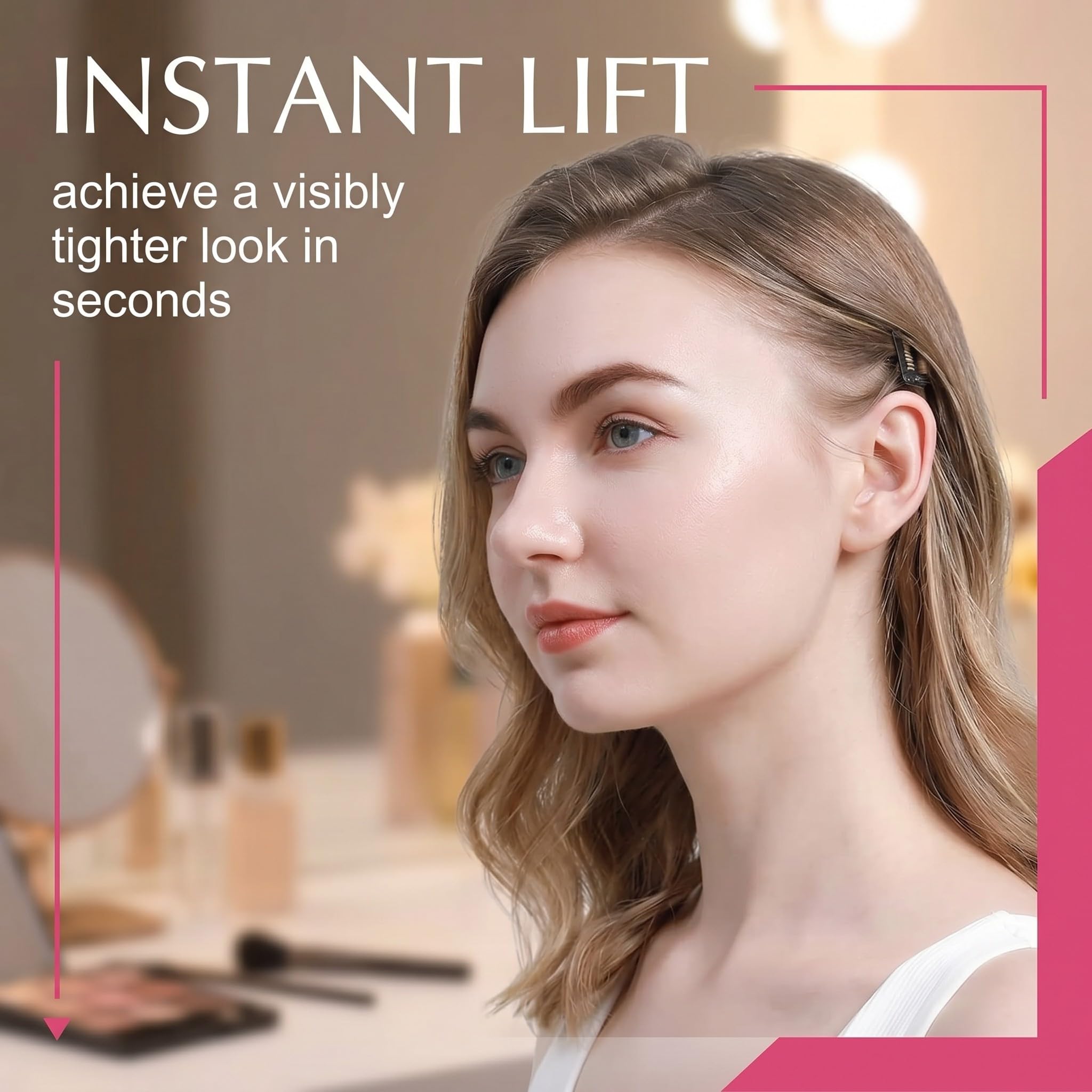 4 Piezas Banda Facial Efecto Lifting, Reductor de Papada de Doble Tira, Mentonera para Papada y Contorno V-Line, Cinta Facial Reutilizable para Hombre y Mujer, Negro