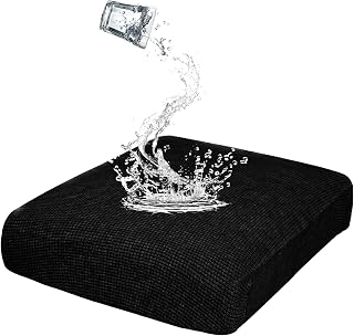Sofa Covers, Stretch Waterproof Sofa Cover Jacquard Anti-Slip Sofa Cover for Chaise Seat, Elastic Sofa Cover (1 Seater, Black)