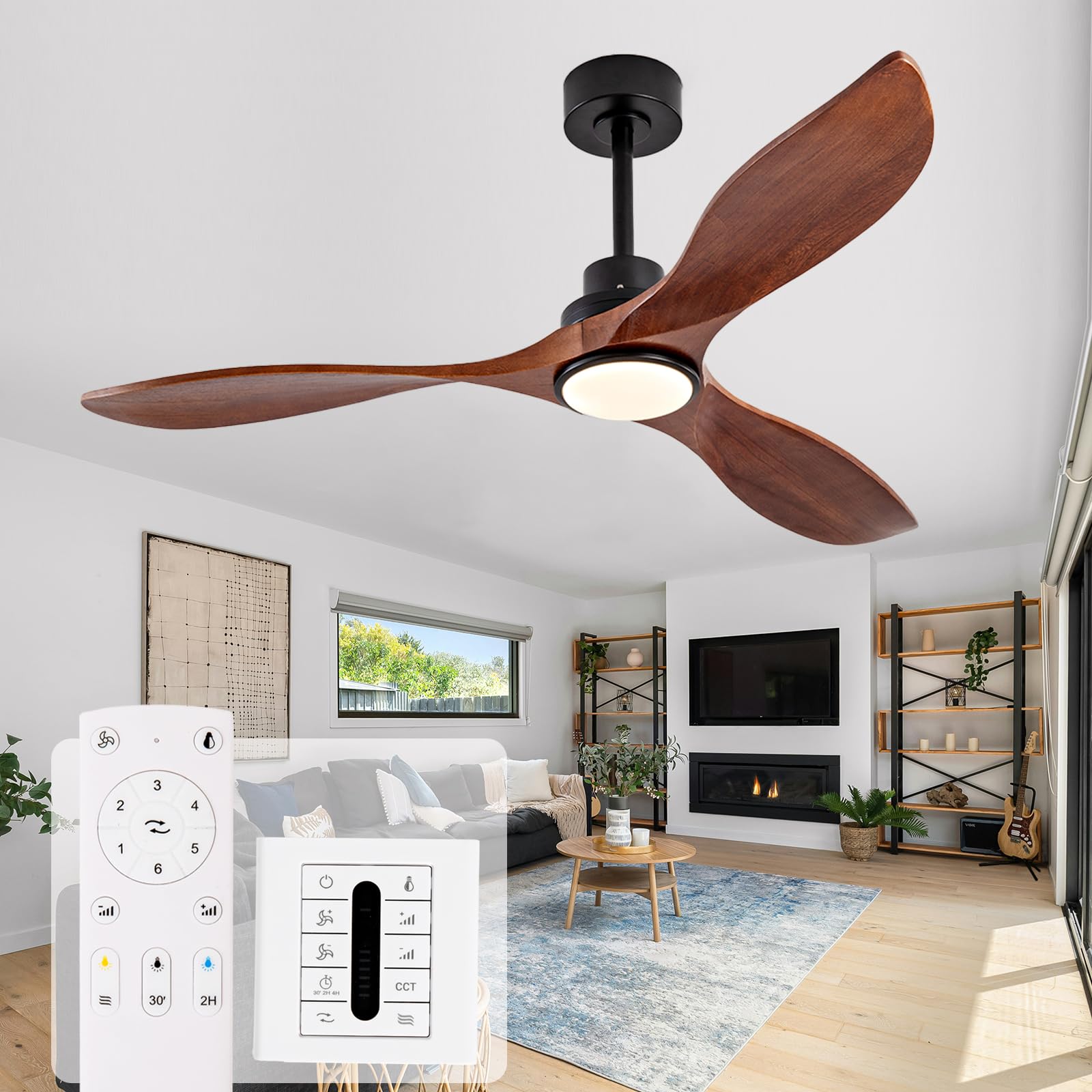IKTYUW Solid Wood Ceiling Fan