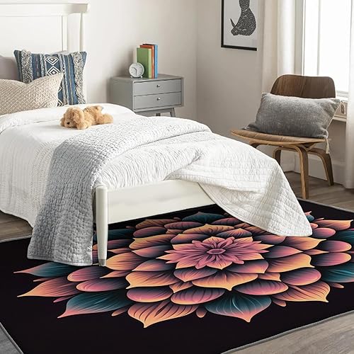 Miniatura 2 de Alfombra de mandala y decoración del hogar, alfombra de 5 x 8 pies, alfombras abstractas para sala de estar, dormitorio, alfombra de mandala,