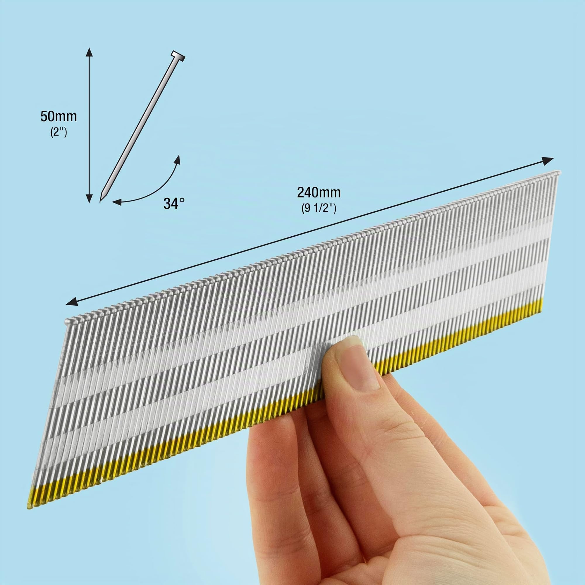 Tacwise 0406 verzinkte gewinkelte Stauchkopfnägel, Typ DA 15G / 50 mm, ,D‘-Kopf, Packung mit 4000 Stück