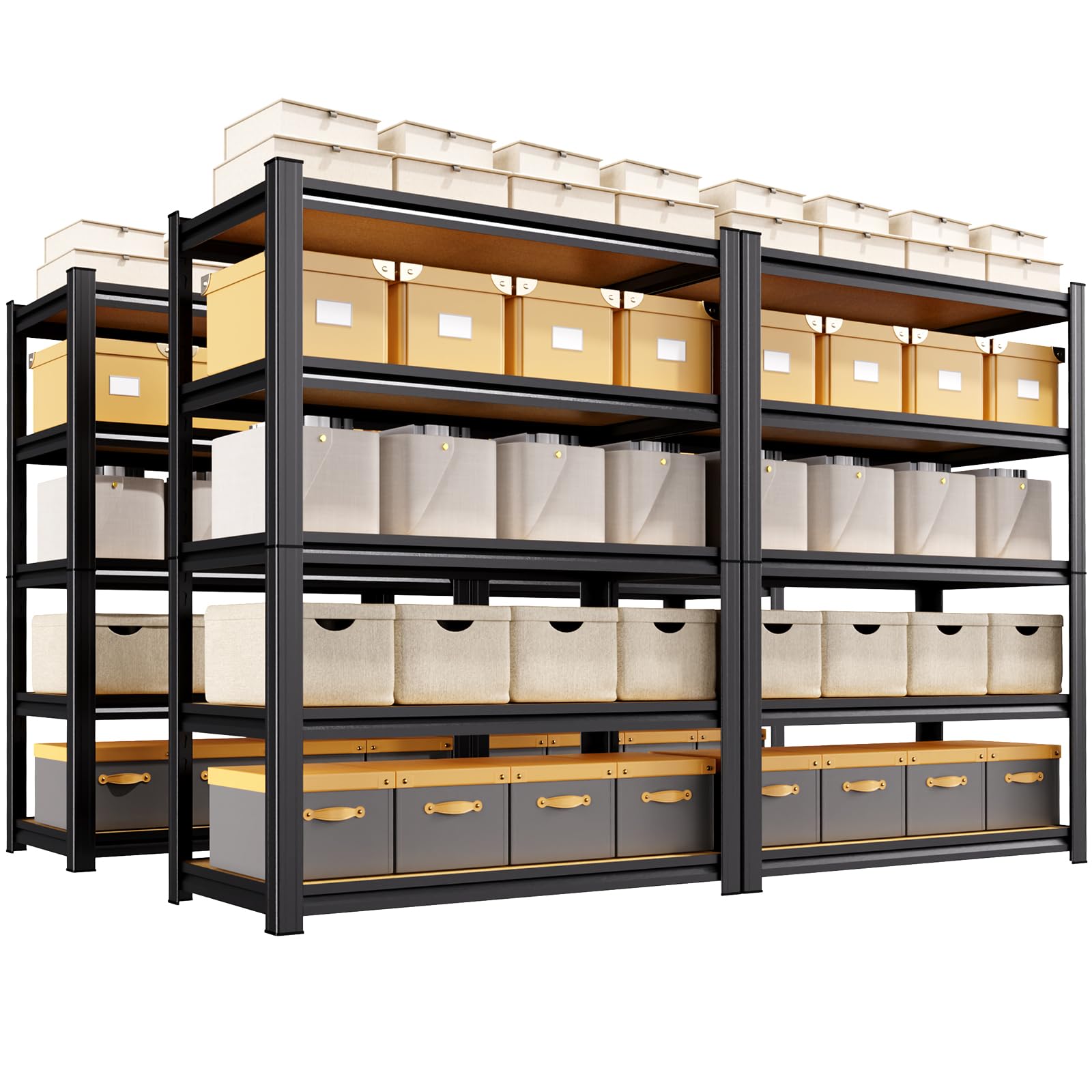 Set of 4 Garage Shelving 5 Tier Storage Shelves,Adjustable Heavy Duty Metal Shelving Unit and Storage Large Rack,Utility Steel Shelf for Shop Warehouse Industrial Pantry 71"x35"x16"