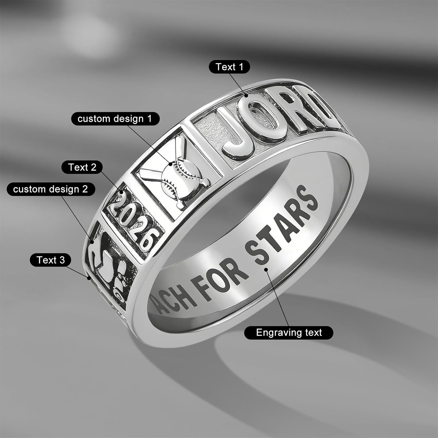 LucySky Class Rings for Men Custom Class Ring with Logo Symbol Personalized Men's Class Ring Graduation Rings for Men Women High School College University Graduation Gifts