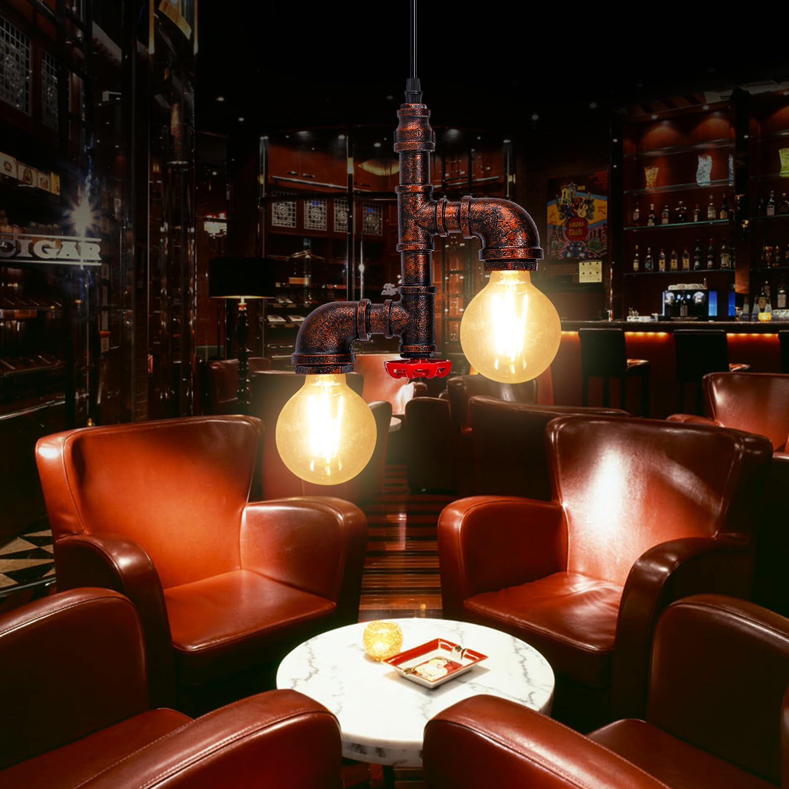 KAWELL Industriale Vintage Luce Pendente Retro Lampada a Sospensione a Tubo D'acqua Creativo Plafoniera Lampadario Art Deco Ferro E27 60W Max Cafe Bar Ristorante Cucina