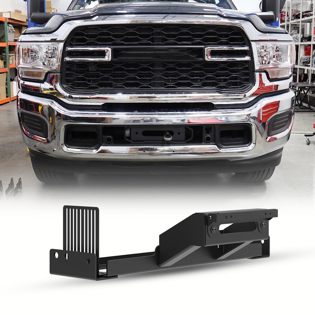 I1MOTOR Front Winch Mount Bracket for 2019-2024 Ram 2500/3500 (Excl. Diesel) Heavy Duty Q235A Steel 12000lbs Capacity w/Wiring Relocation Kit | Winch Plate Compatible with Dodge Ram 2500 3500