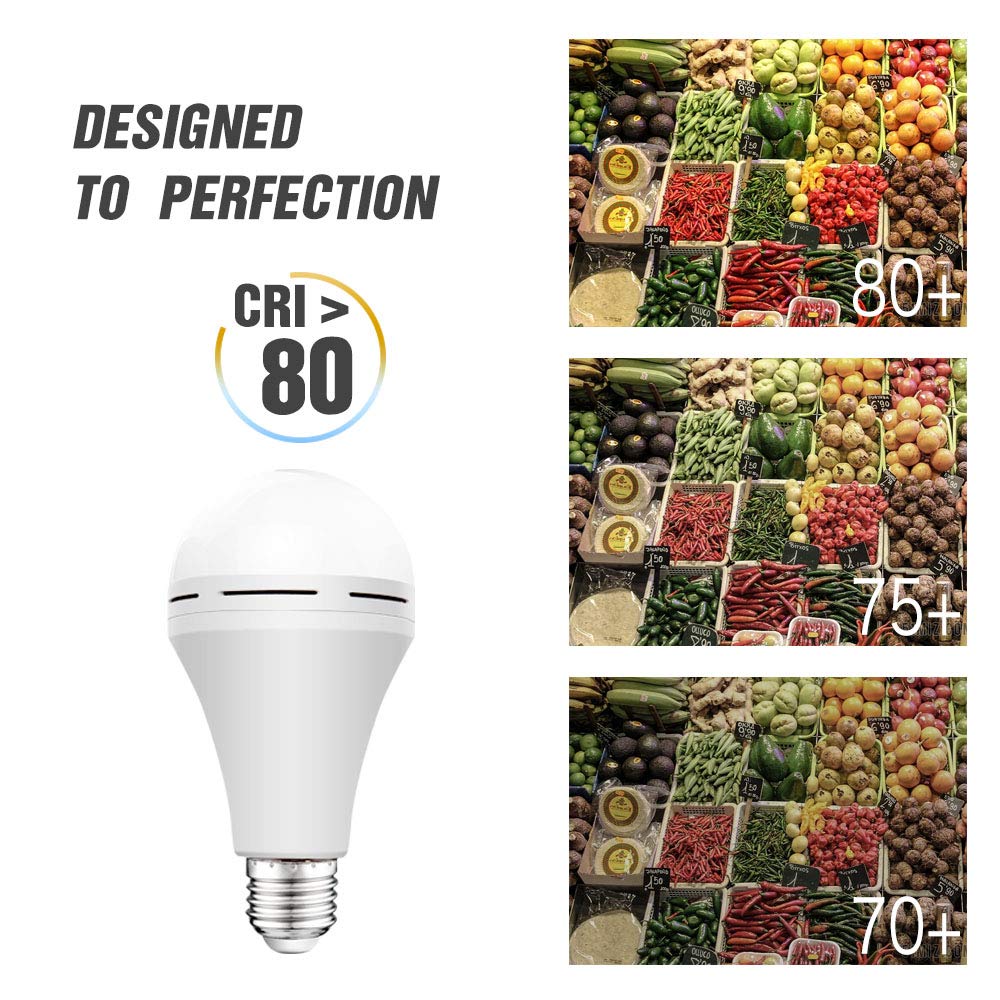 Emergency-Rechargeable-Light-Bulb, Stay Lights Up When Power Failure, 1200mAh15W 80W Equivalent LED Light Bulbs for Home, Camping, Tent (Daylight)