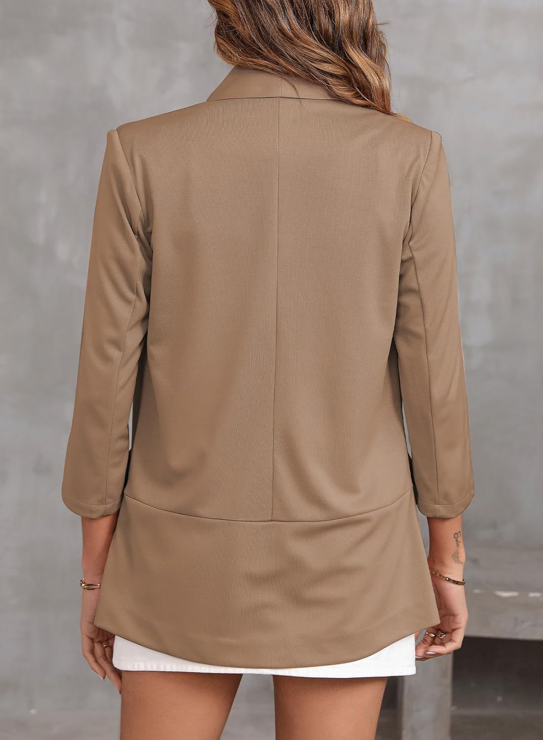 Happy Sailed Womens 3/4 Sleeve Blazers Lightweight Open Front Cardigan Jacket Office Work Suits - Image 5