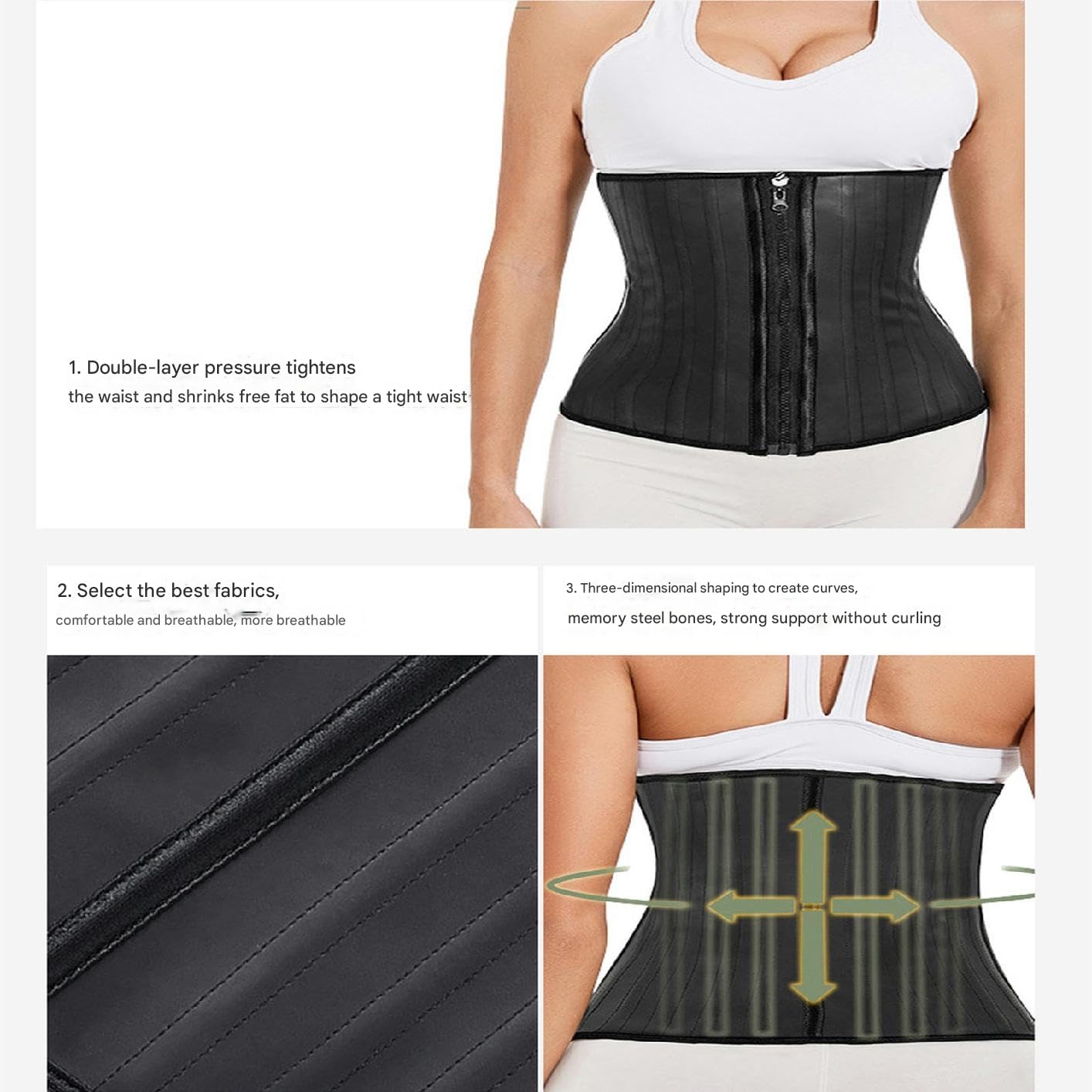 Corsetto Donna Cintura Modellante per La Vita da Donna, Cerniera, Abbigliamento Modellante per Il Corpo in Lattice, Cintura Modellante Sportiva