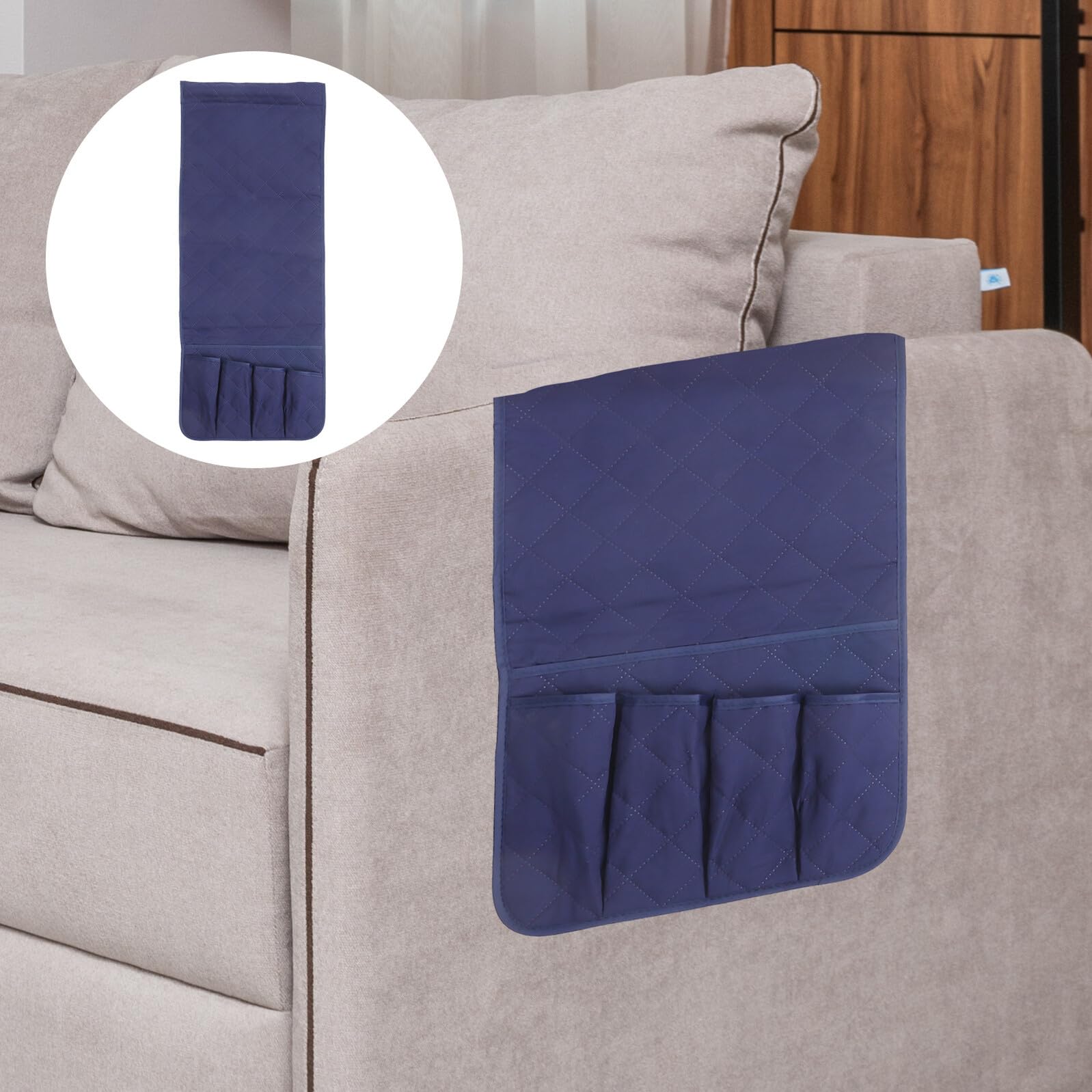 Organizador De Reposabrazos Para Sofá Azul Colgante, Bolsa De Almacenamiento Multifuncional, Soporte Para Control Remoto, Adecuado Para Orden Salón y Junto Cama