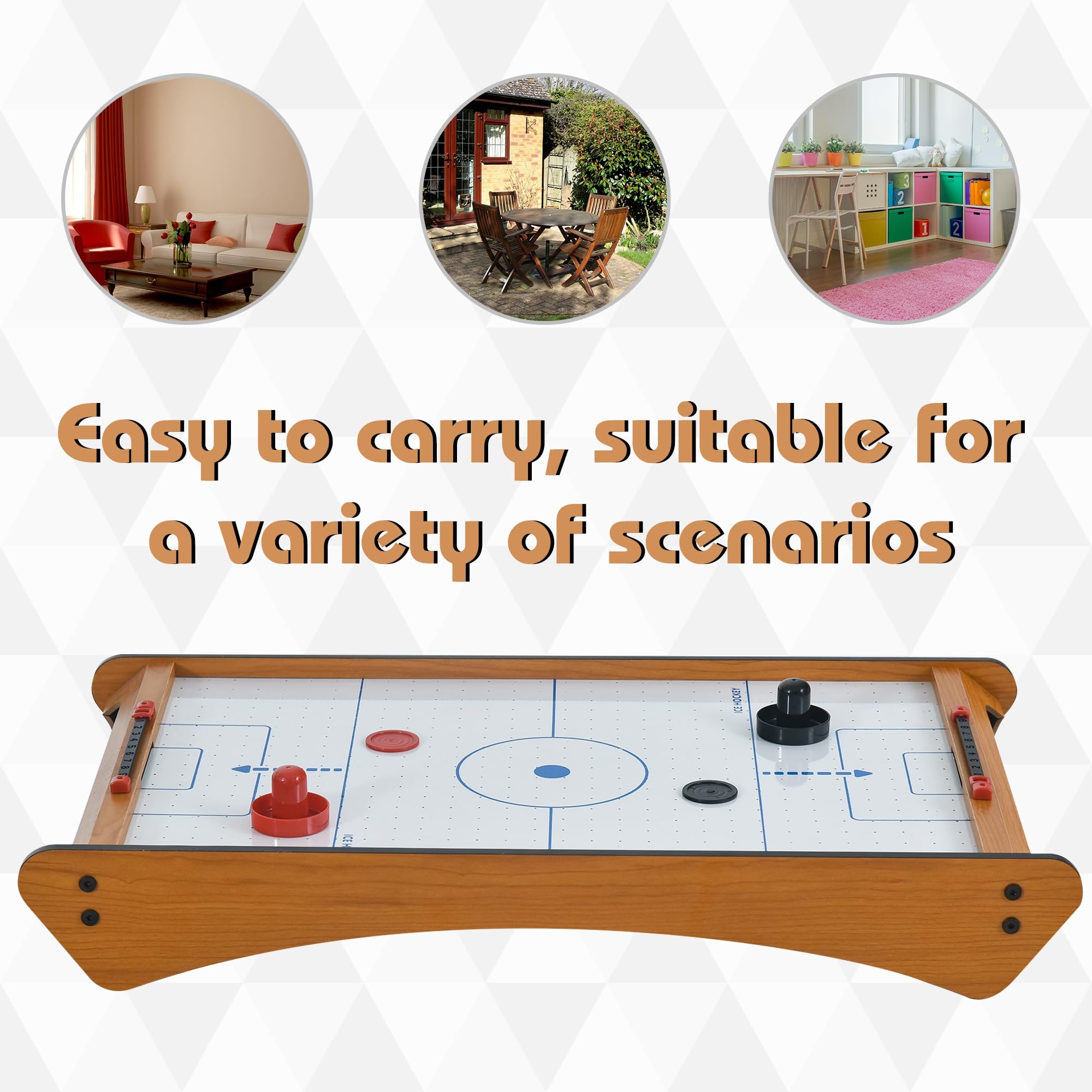 HOMCOM Table Hockey air Portable 2,5FT, Bois, pour Enfants/Adultes